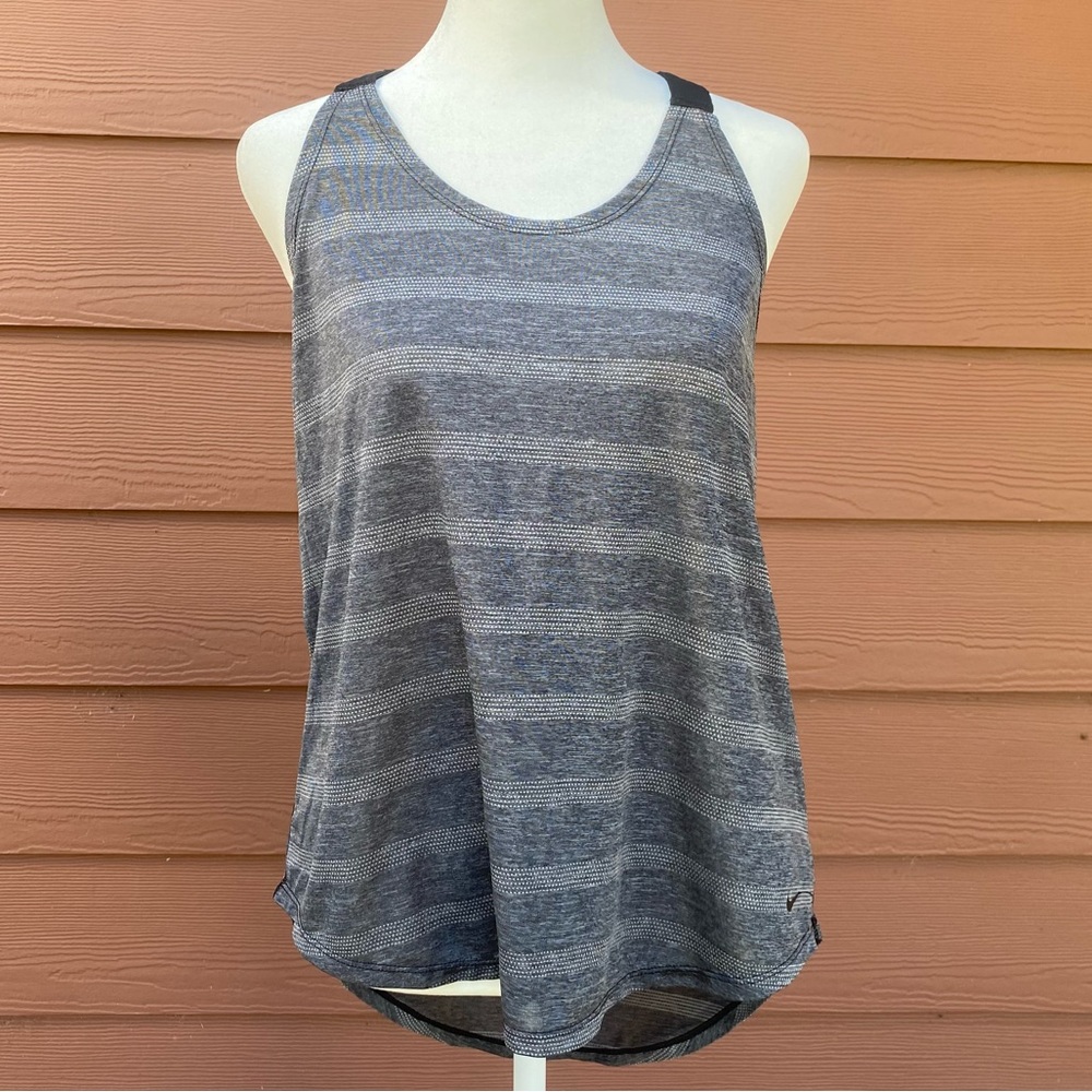 Nike Athletic Workout Top Grey Black - Size L